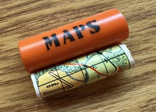 Vintage 1960's HASBRO GI Joe Pilot Communications ORANGE MAP CASE & MAP