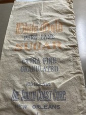 Borsa a sacco vintage ORO BIANCO pura canna zucchero panno 100 libbre South Coast Corp New Orleans
