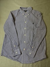 Polo Ralph Lauren Check Button Down Shirt Youth Size Large 14-16 Blue White