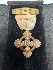 Order Of DeMolay Cross Of Honor Medal Award Freemason Youth Ruby Enamel Vintage 