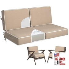 5" Thicker Outdoor Chair Cushions Set of 2 - 24x24 Inch Patio 24 x 24 x 5 Khaki