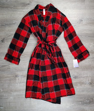 Stars Above Cozy Flannel Robe Womens XS/S Red Buffalo Plaid Long Sleeve NWT