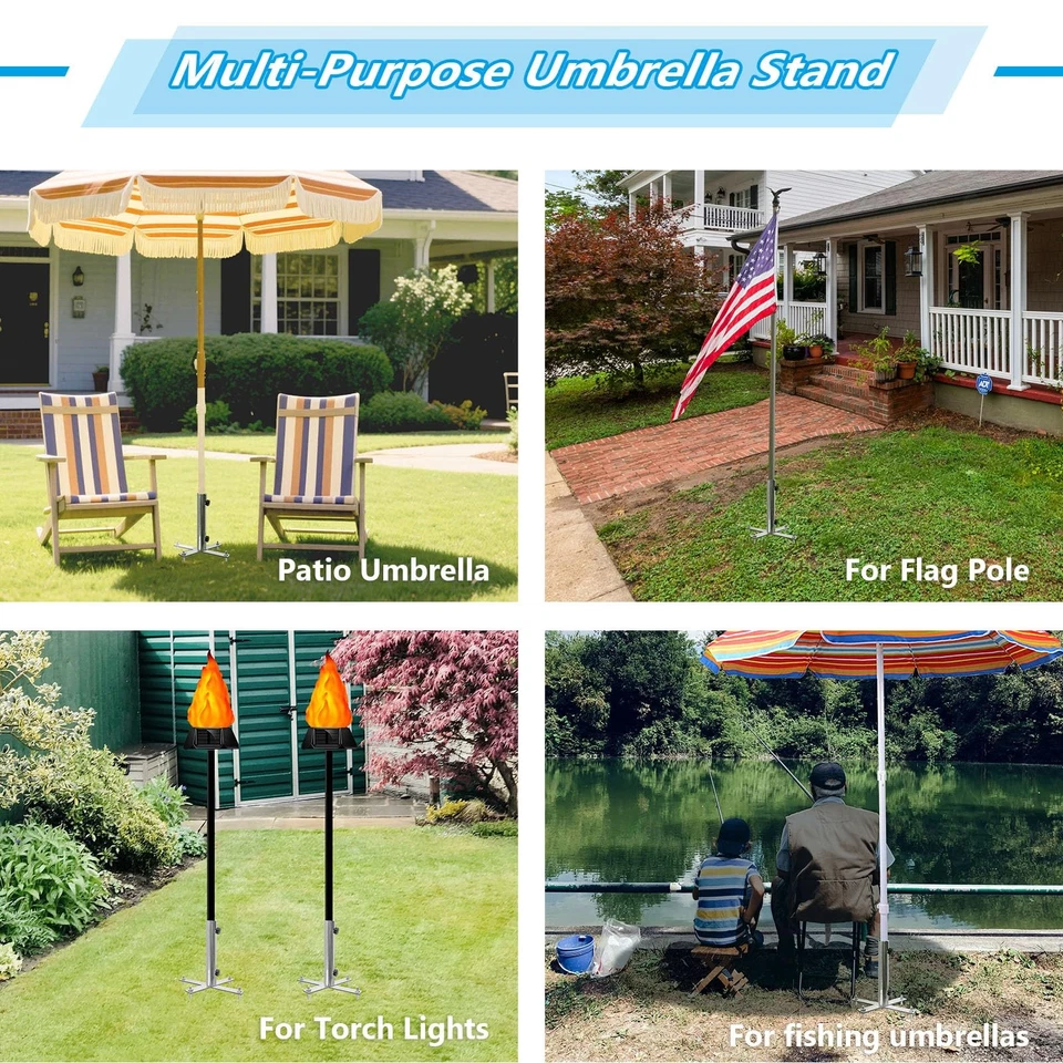 Base paraguas exterior 18,7 pulgadas soporte desmontable para playa césped patio Foto 4 de 4