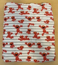 Sesame Street ELMO Gray Striped Size QUEEN Cotton FLAT Sheet