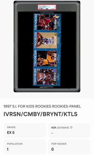 1997 POP 1 of 1! S.I. For Kids Rookies Panel Kobe Bryant Uncut Card Sheet PSA 5 - Picture 5 of 5