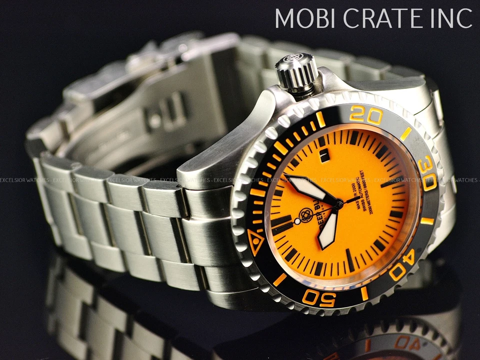 Deep Blue Master 2000 Full Lume mostrador laranja relógio suíço ETA 2824 automático SS - Imagem 4 de 4