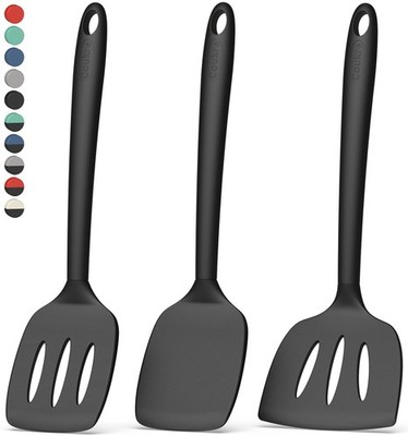 Coukre 3 Pack Silicone Spatula Set, High Heat Resistant, BPA-Free, PureBlack 