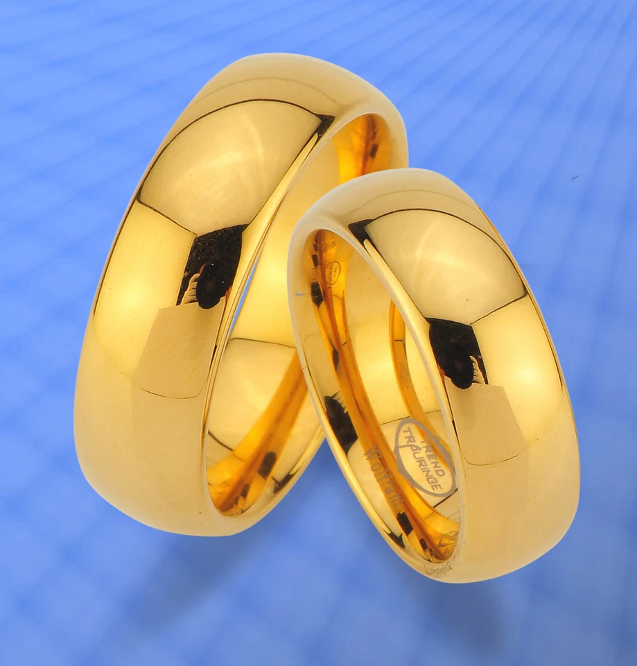 2 WOLFRAM TRAURINGE & GRAVUR GRATIS , RINGE komplett IP GOLD Platierung : JW30 - Bild 1 von 1