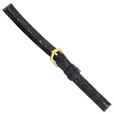 10mm Milano Black Genuine Crocodile Leather Ladies Watch Band Regular 18250