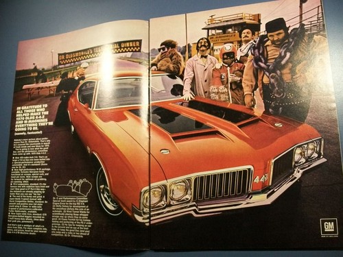 1970 Oldsmobile Olds 4-4-2 442 2p mid-size-mag car ad - Dr. Olds & gang at track