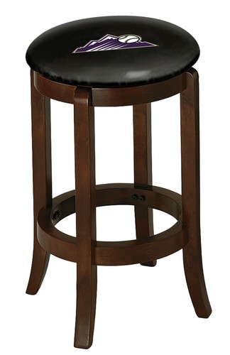 Bar Stool Wood Espresso Finish 29" Tall with MLB Team Logo Decal Swivel Seat - Picture 30 of 110