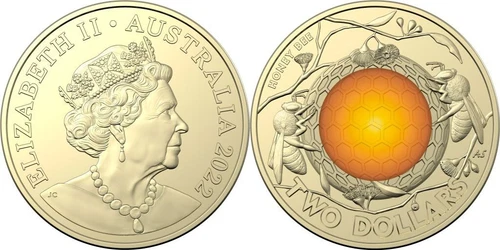 Honey Bee $2 Two Dollar 2022 HoneyBee Coin Rare Queen Australia Ex Roll UNC - Picture 1 of 1