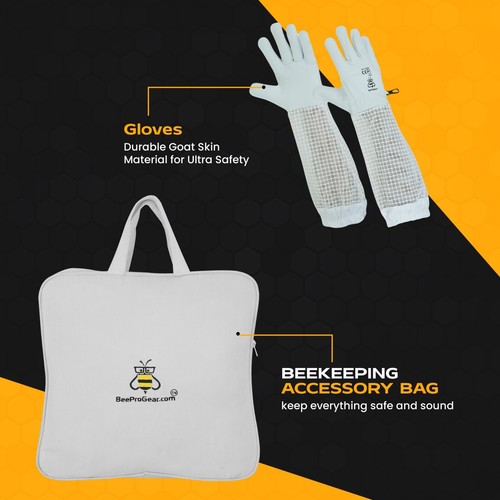 Bienenanzug Imkerei belüftetes Netz runder Schleier & Handschuhe Imker-- 4XL - Bild 6 von 7