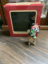 CARLTON CHRISTMAS ORNAMENT:THE STOCKINGS WERE HUNG PANDA BEAR GILMORE 1990