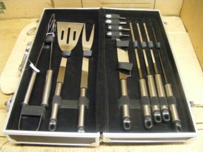 Leed's Barbecue BBQ Grill Master Kochen Werkzeug Set Edelstahl W Metall Hülle