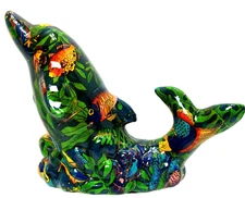 Folk Art Dolphin Multicolored Marine Collector's