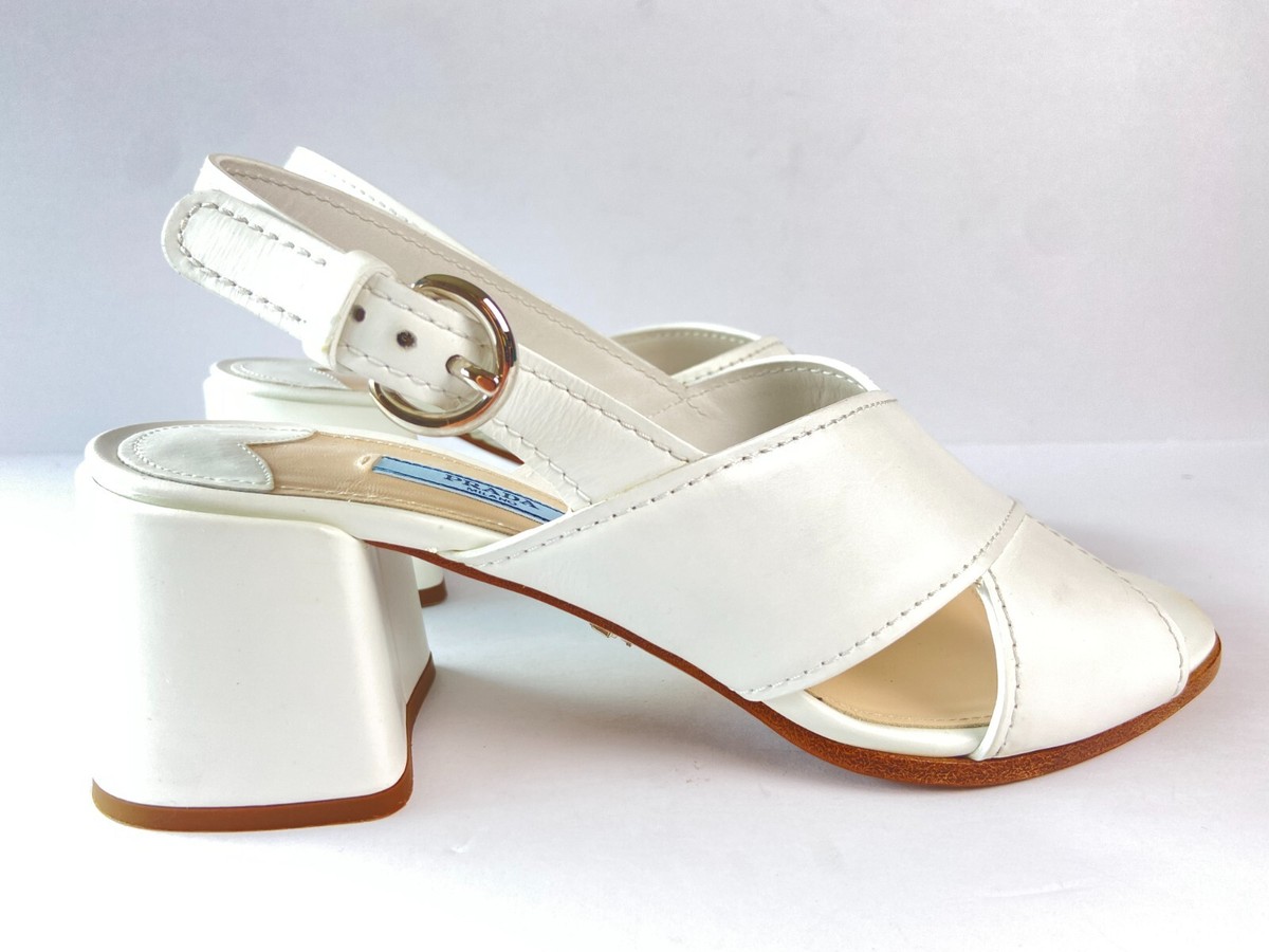 新春SALE PRADA Prada Jacquard Logo Block Heel Slide Sandals Size 39.5 - US