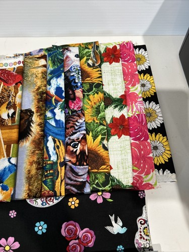 Fabric Lot 19 Pieces Quilting Crafts Sewing Art Project Cotton Prints - Picture 6 of 9