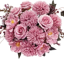 24 Premium Dusty Pink Silk Flower Bouquets for Wedding & Home Decor