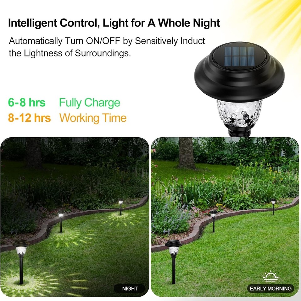 Yhmxh Solar Outdoor Light, 2 Pack LED Solar Lights Outdoor Waterproof Auto On Off Solar Walkway Lights Maintain 10 Hours Lighting Garden Landscape Pat