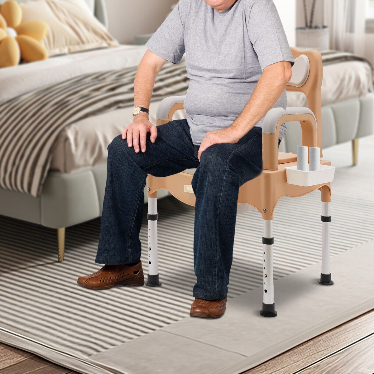 250kg/551.16lbs Bedside Commodes Chair Portable Toilet Chair