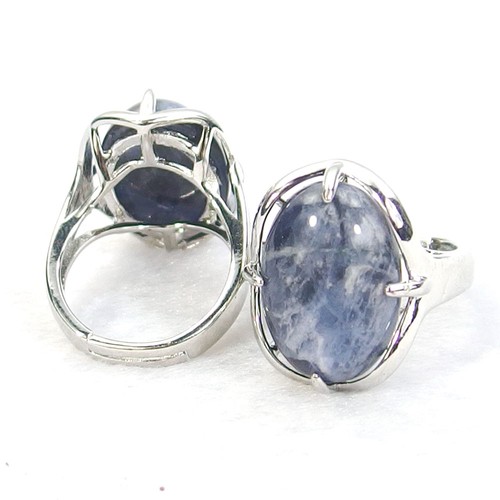 Anillos de moda plateados considerables con cuentas de piedras preciosas naturales piedra 6-10 - Imagen 40 de 78