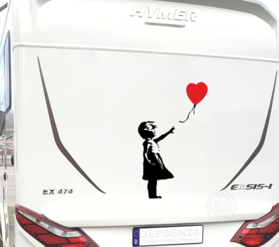 Aufkleber Mädchen mit Ballon 100x60cm gl CW18 für Bus Wohnmobil Wand Womo