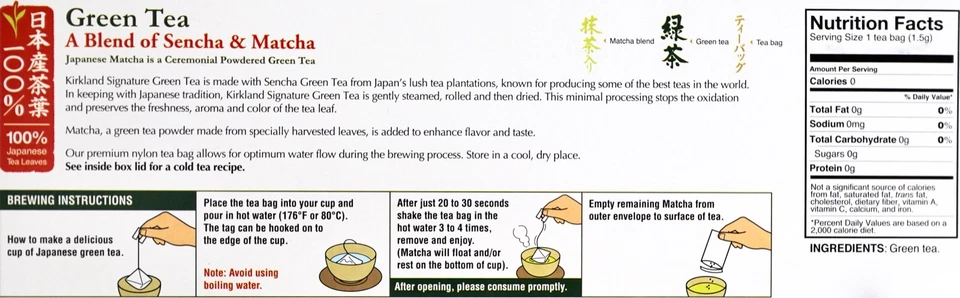 25 bolsas individuales Kirkland Signature Ito En té verde japonés, Matcha y Sencha Foto 4 de 4