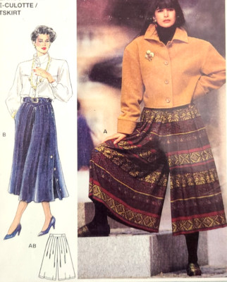 Vtg Uncut Burda 4962 Sew Pattern Pleated Pant Split Skirt Culottes Gauchos 10-20