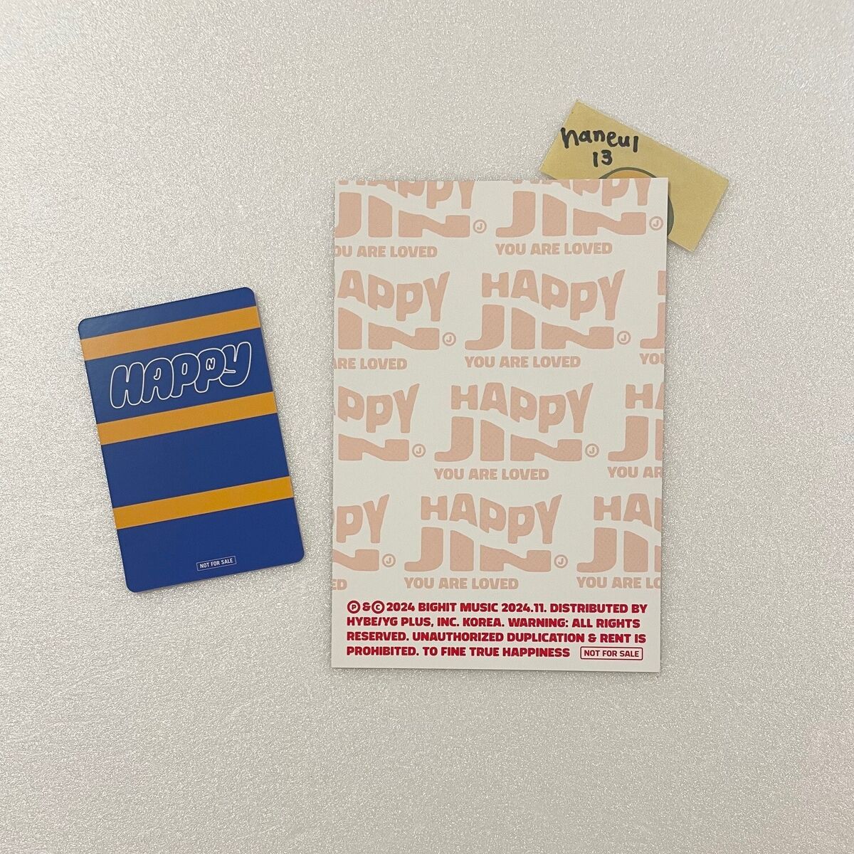 BTS JIN HAPPY JPFC UMS Limited Photocard POB Postcard BTS JIN HAPPY JPFC UMS Limited Photocard POB Postcard