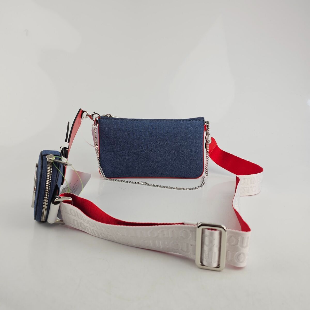 CHRISTIAN LOUBOUTIN Loubila Hybrid Denim Blue Shoulder Bag CHRISTIAN LOUBOUTIN Loubila Hybrid Denim Blue Shoulder Bag