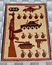 WAR Rug Afghan Handmade  Vintag  Rug Baluchi Wool With Beautiful Design 80x60 cm