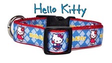 Kitty dog collar, handmade, adjustable, buckle collar, 1" wide or leash