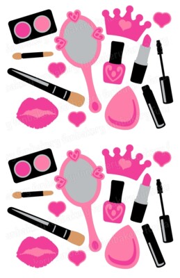 Make-Up Tortenbild Muffinaufleger essbar Party Deko Geburtstag Schlafmaske Fön