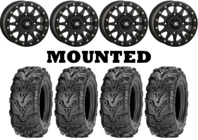 Kit 4 ITP Mud Lite II 2 28x9-14 on High Lifter HLA1 Beadlock Matte Black FXT