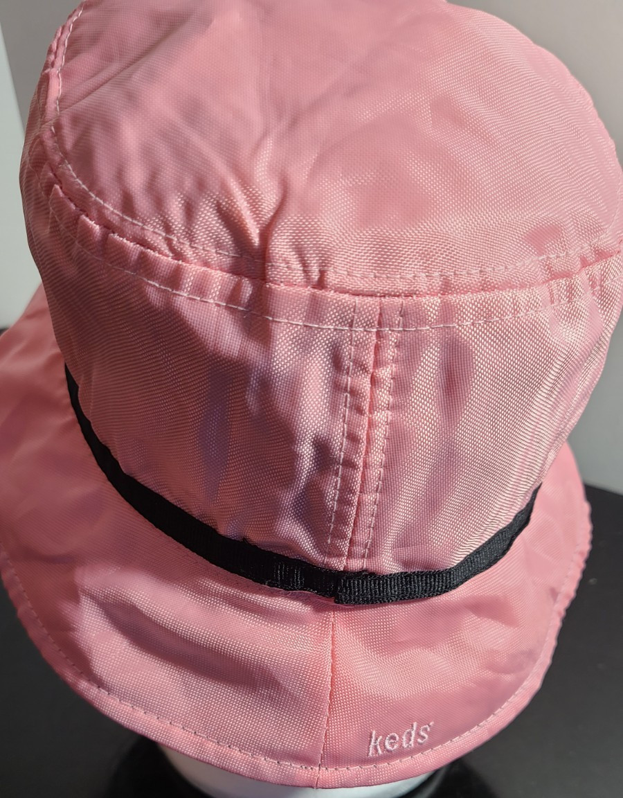 Keds Youth Teen Reversible Bucket Hat OSFA Black and Pink Beach