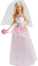 Barbie Bridal Fashion Doll Clothes & Accessories Set, Blonde Bride in Fantasy-In