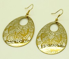 Bohemian gold tone teardrop butterfly pint dangle lightweight fashion earrings