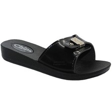 WOMENS BLACK MULES LADIES SUMMER BEACH CASUAL SHOWER FLIP FLOPS SANDALS CLOGGS