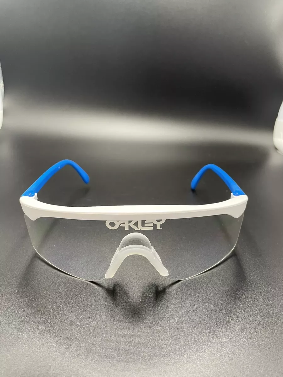 Oakley Blade Gen 1 Matte White & Blue w/ Clear Lenses new