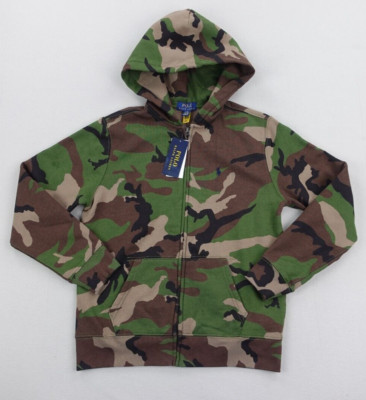 【POLO RALPH LAUREN】Army Cotton Blend Sweatshirt グリーン Polo Ralph Lauren Hoodie Boys 14-16 Green Camo Full Zip