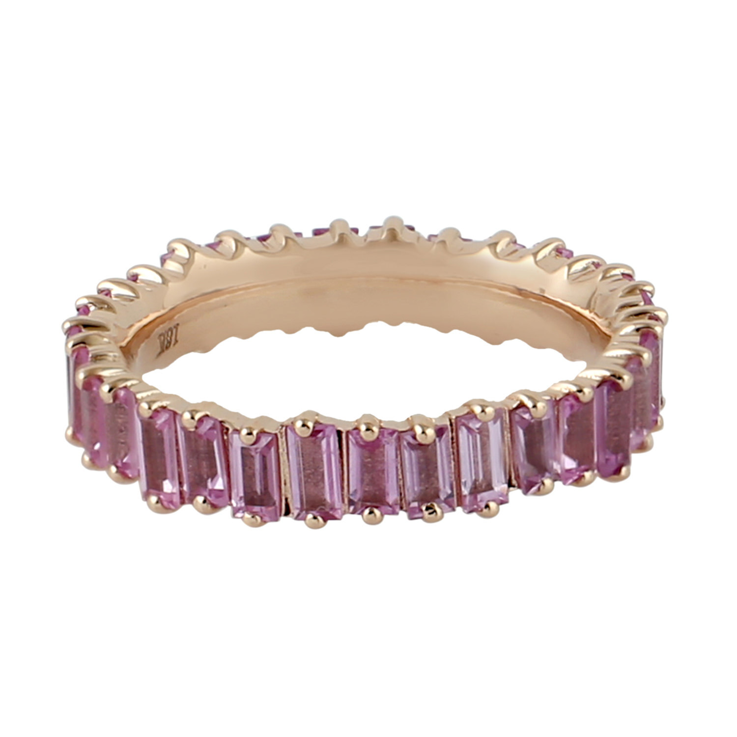 18k Rose Gold Bank Rings For Women Natural Pink Sapphire Engagement Jewelry