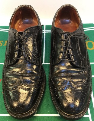 Bob Smart Dress Shoes Mens 11B Brown Longwing Wingtip Leather Oxford Vintage USA Vintage Bob Smart Black Leather Fully Brogued Wingtip Oxford  main image 3