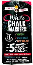 CHALKY CROWN Liquid Chalk Marker Pen - White Chalk Markers - 4 Various Surfaces