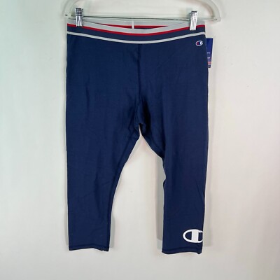 Champion Womens Imperial Indigo Blue Double Dry Logo Capri