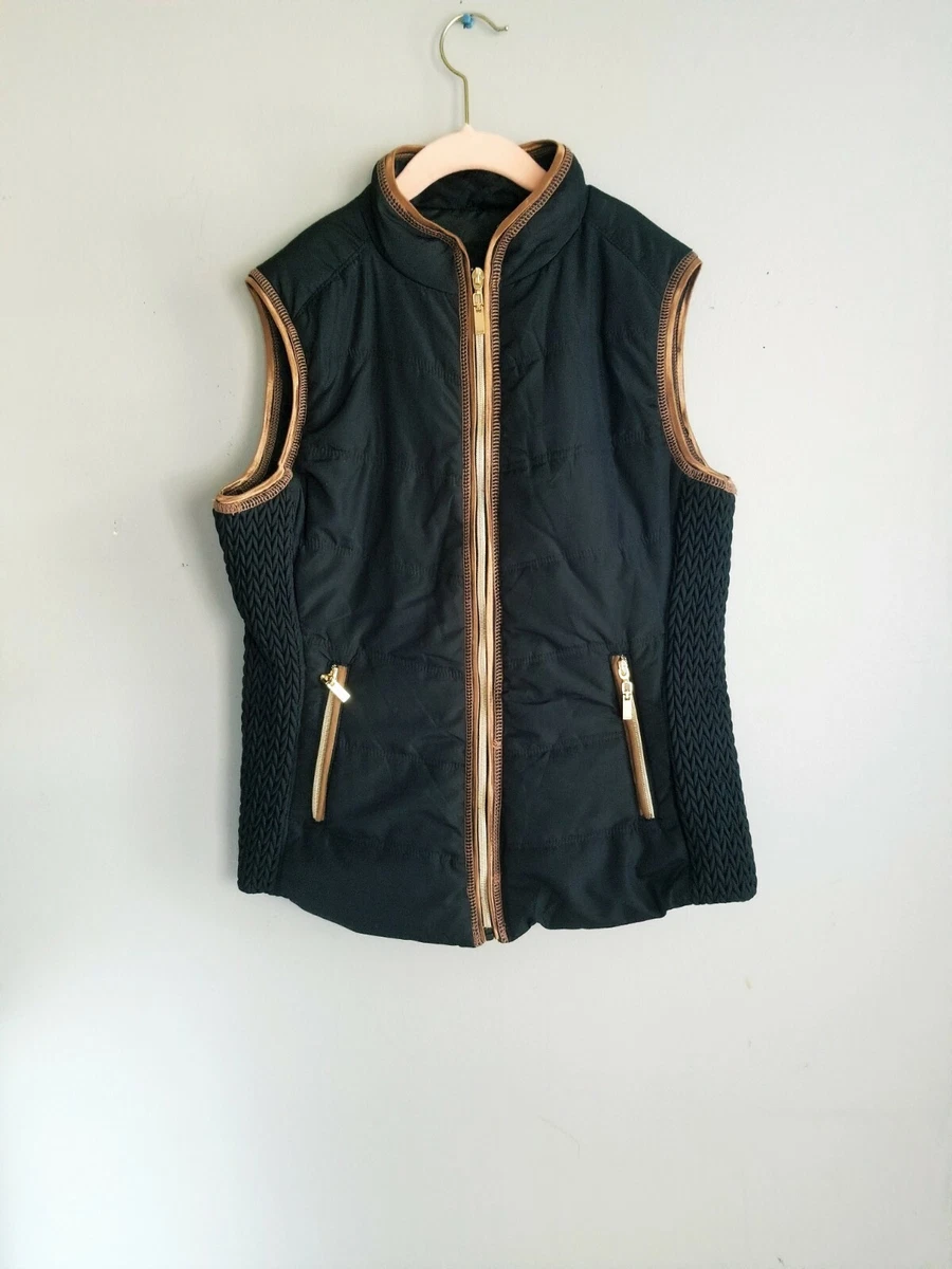 MK Metric Knits Womens Outerwear Division Black And Brown Vest Size S