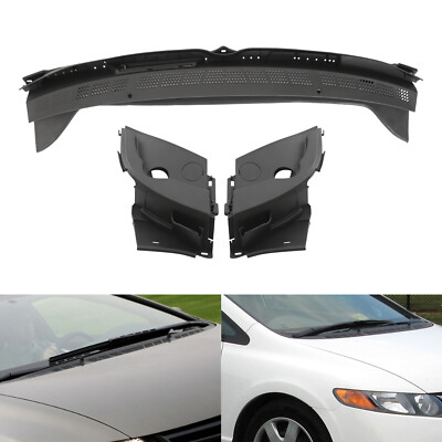 For Honda Civic 2006-2011 Windshield Cowl Cover+2pcs Wiper Arm Trim Cover Panel