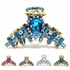 NEW 2.5" Medium Elegant Austrian Crystal Metal Bridal hair clip jaw Clamp pins