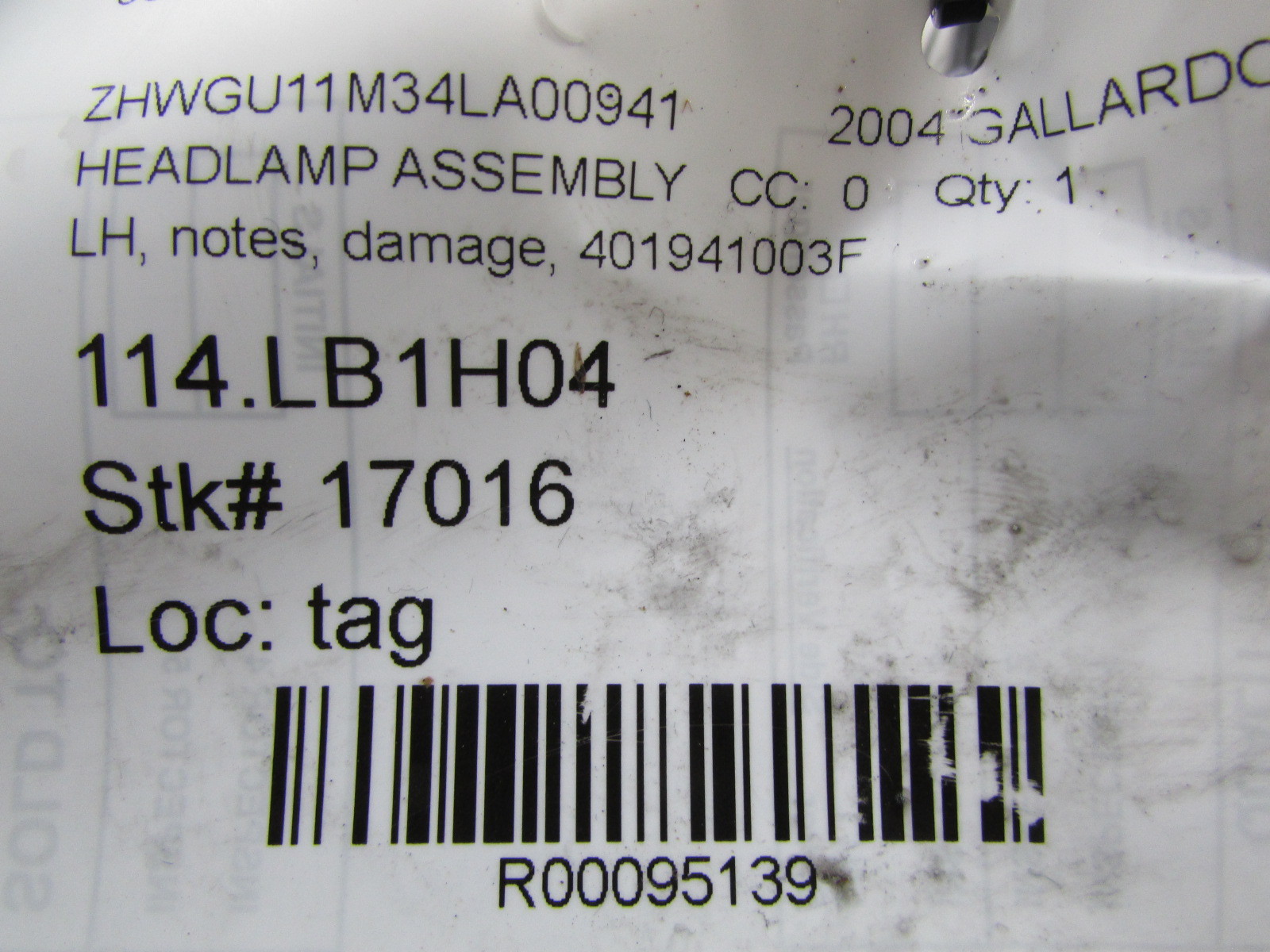 Lamborghini Gallardo, LH Headlamp / Headlight Assembly, Used, P/N 401941003F
