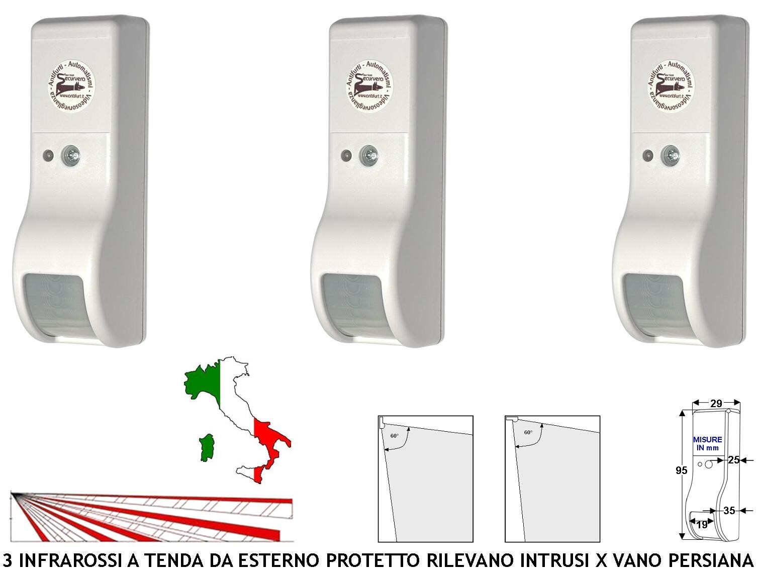 Sensore Allarme Tenda Esterno Dual PIR - Protezione Finestre Professionale